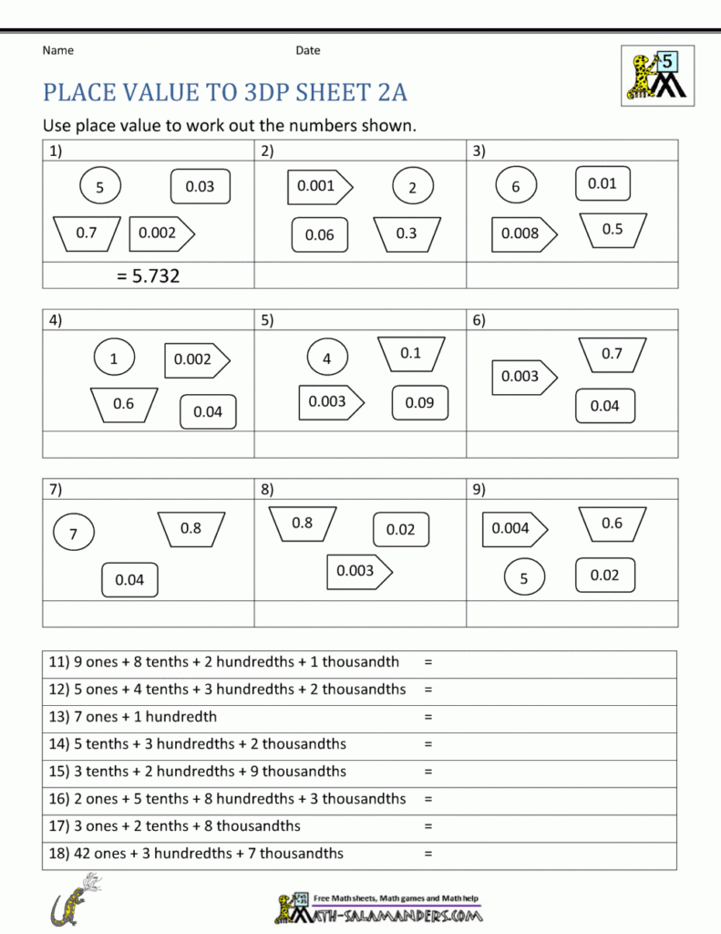 5th Grade Place Value Worksheets