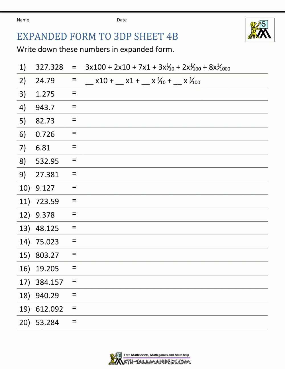 5th Grade Place Value Worksheets