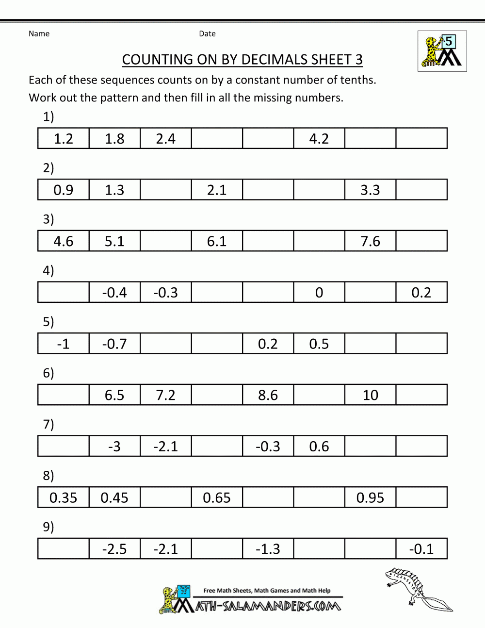 74 MATH EXERCISES FOR GRADE 5 DECIMALS