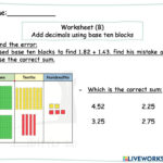 Add Decimals Using Base Ten Blocks B Worksheet