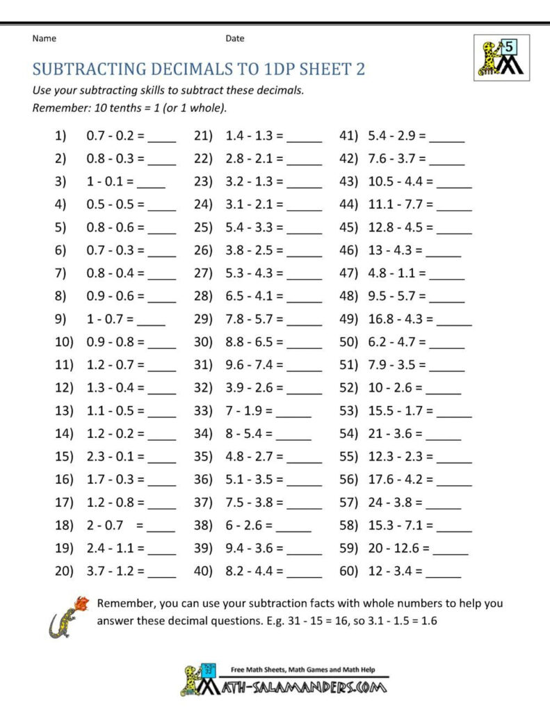 Adding And Subtracting Decimals Worksheets Pdf 7th Grade Askworksheet