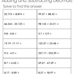 Adding And Subtracting Decimals Year 6 Worksheet Decimal Subtract