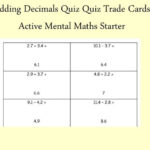 Adding Decimals Quiz Quiz Trade Cards Teaching Resources