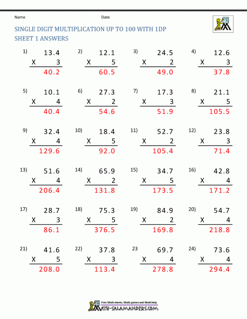 Adding Decimals Worksheet 5th Grade Fifth Grade Math Worksheets Free