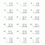 Adding Subtracting Multiplying And Dividing Decimals Worksheet