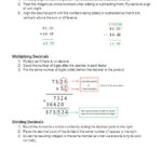 Adding Subtracting Multiplying And Dividing Decimals Worksheet with