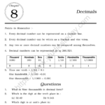 CBSE Class 6 Mental Maths Decimals Worksheet