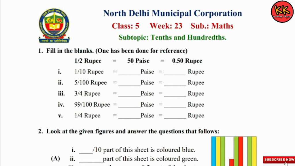 Class 5th Maths Week 23 Topic Tenths And Hundredths Knowledge Kingdom 