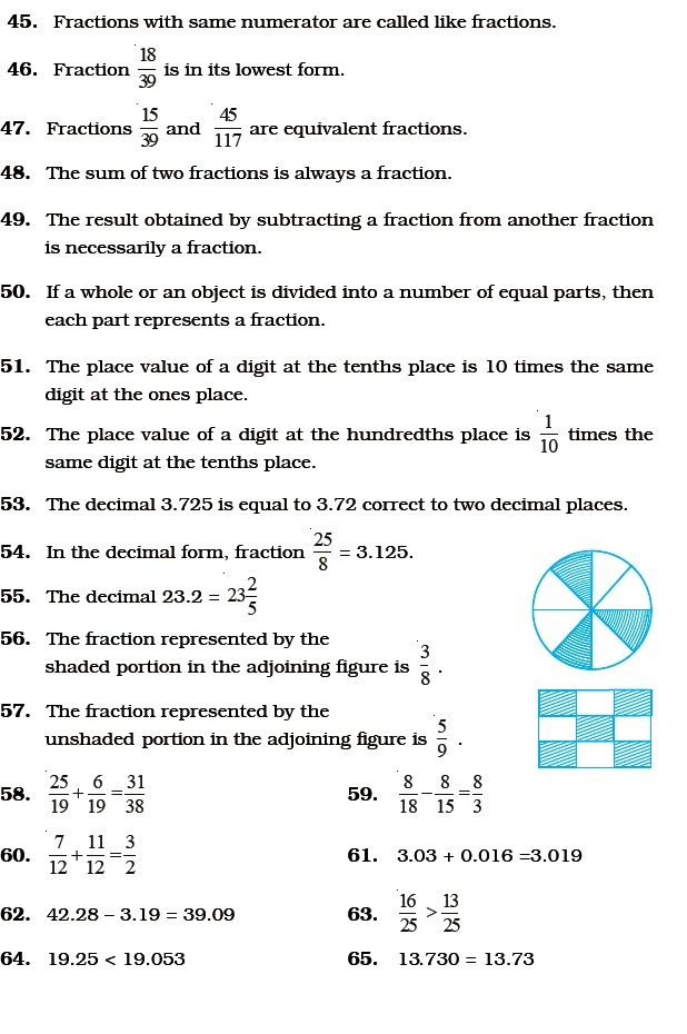 Class 6 Important Questions For Maths Fractions And Decimals 