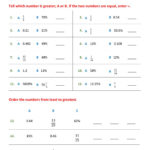 Compare And Order Fractions Decimals Percents Worksheet