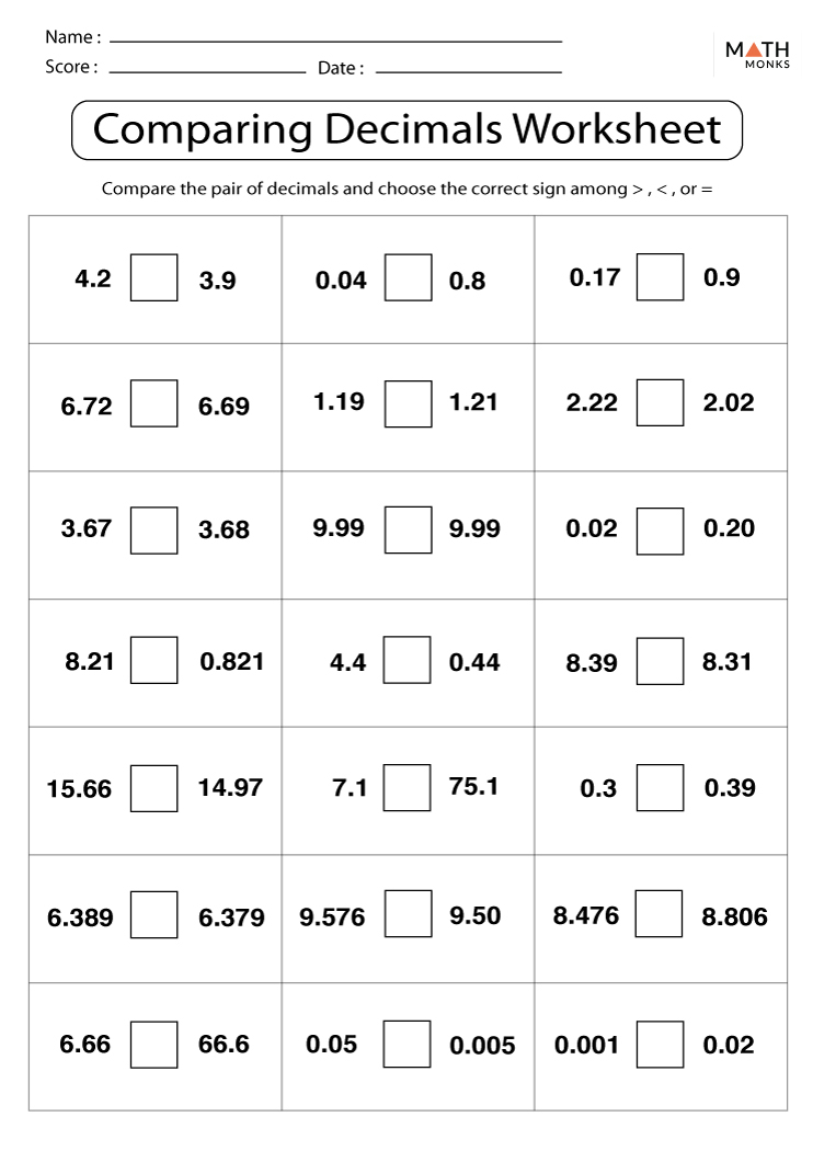 Comparing And Ordering Decimals Worksheets Math Monks Free Nude Porn 