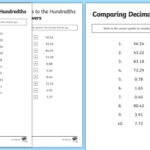 Comparing Decimals To The Hundredths Worksheet