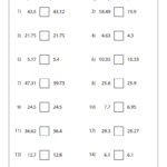 Comparing Decimals Worksheets