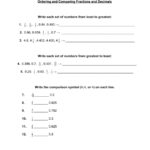 Comparing Fractions And Decimals Worksheet