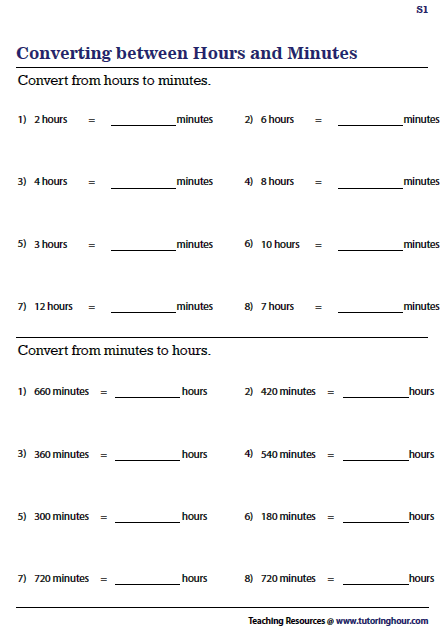 Conversion Between Hours And Minutes Worksheets Maths Paper Measurement Worksheets Worksheets