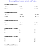 Converting Between Percents Decimals And Fractions Worksheets