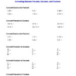 Converting Between Percents Decimals And Fractions Worksheets Educational Resources K 12