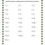 Converting Fractions To Decimals I Worksheet