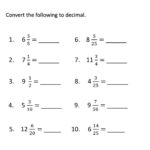 Converting Mixed Number To Decimal Worksheet