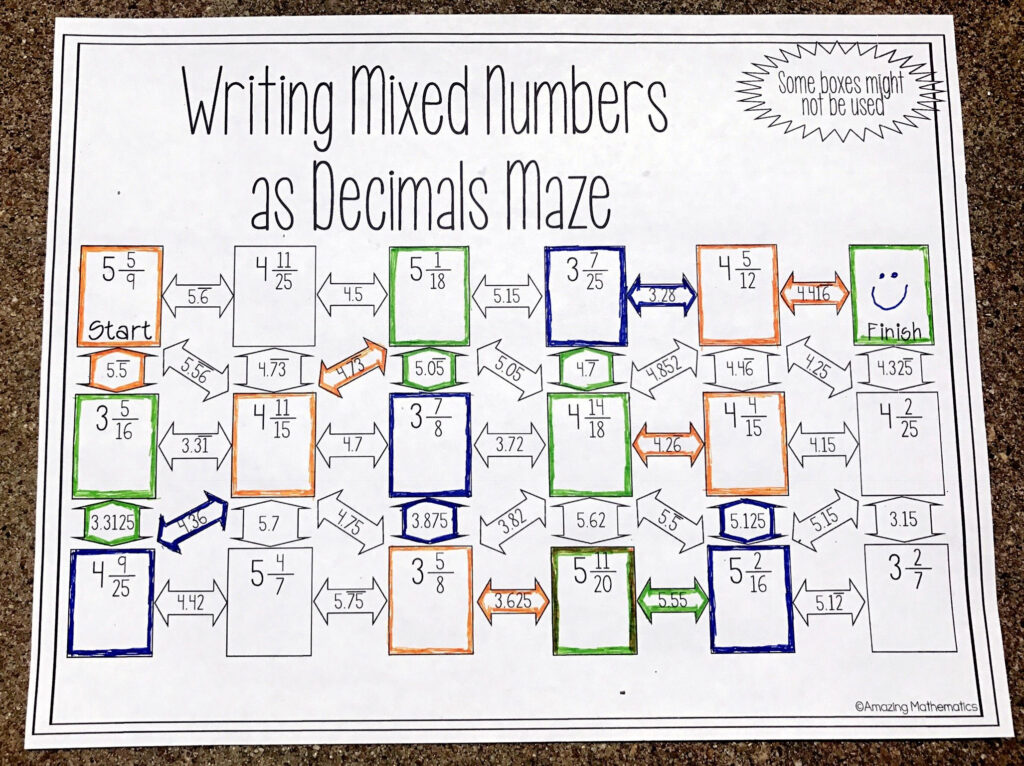 Converting Mixed Numbers To Decimals Worksheet With Answers Math 