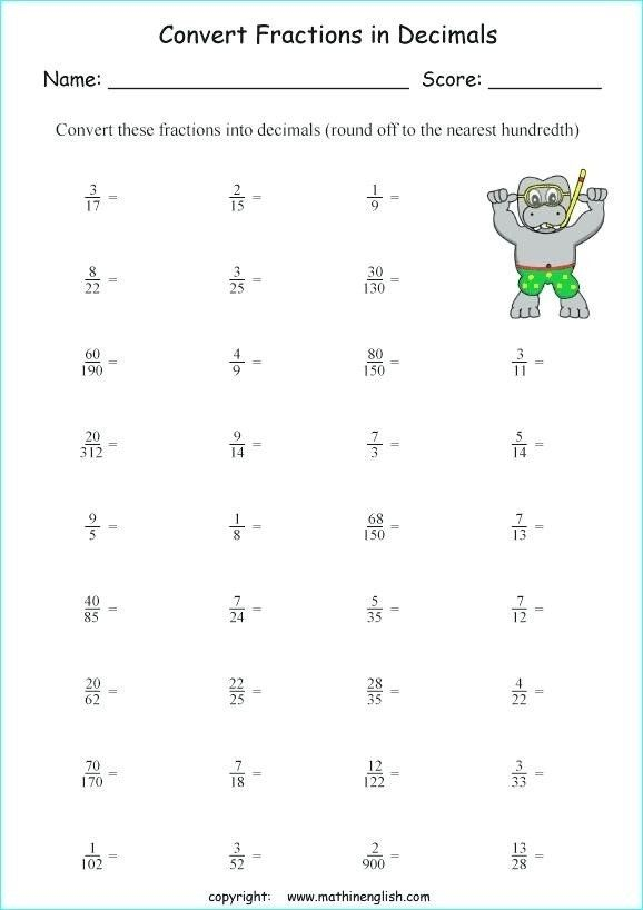 Converting Repeating Decimals To Fractions Worksheets Thekidsworksheet