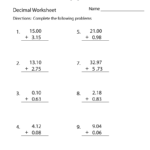 Decimal Addition Worksheet Printable Decimals Addition Decimals