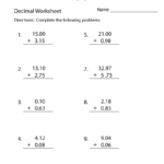 Decimal Addition Worksheet Worksheets Worksheets