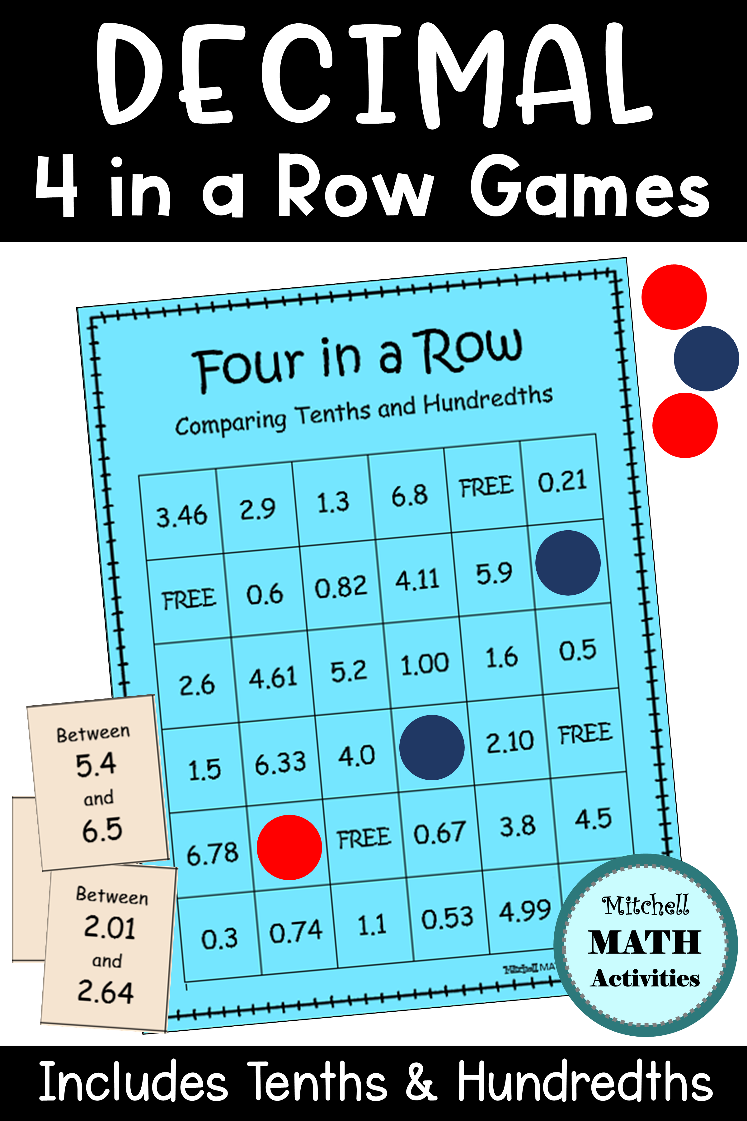 Decimal Comparison Four In A Row Games Decimals Decimal Games Math 