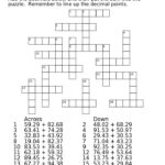 Decimal Crossword Puzzles Rounding Adding And Subtracting Math