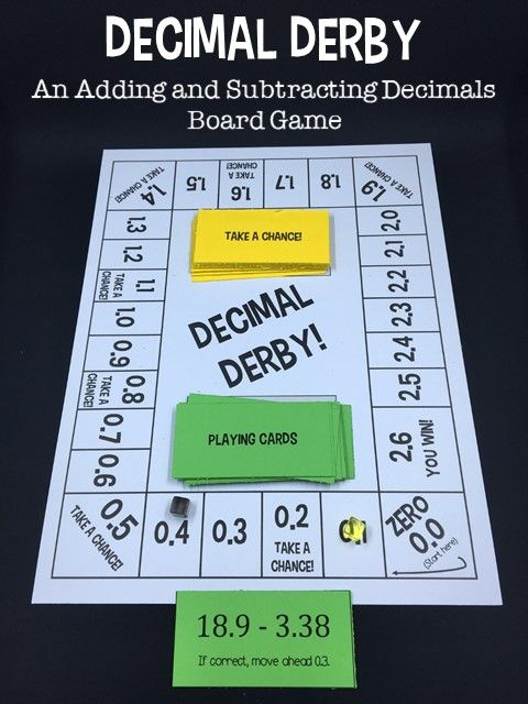 Decimal Derby Adding And Subtracting Decimals Board Game With Digital