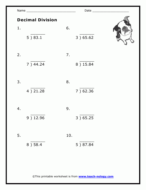 Decimal Division 5th Grade Math Book