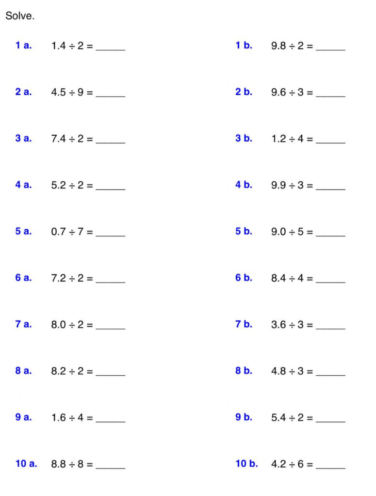 Decimal Division Worksheets K5 Learning Grade 5 Math Worksheets 