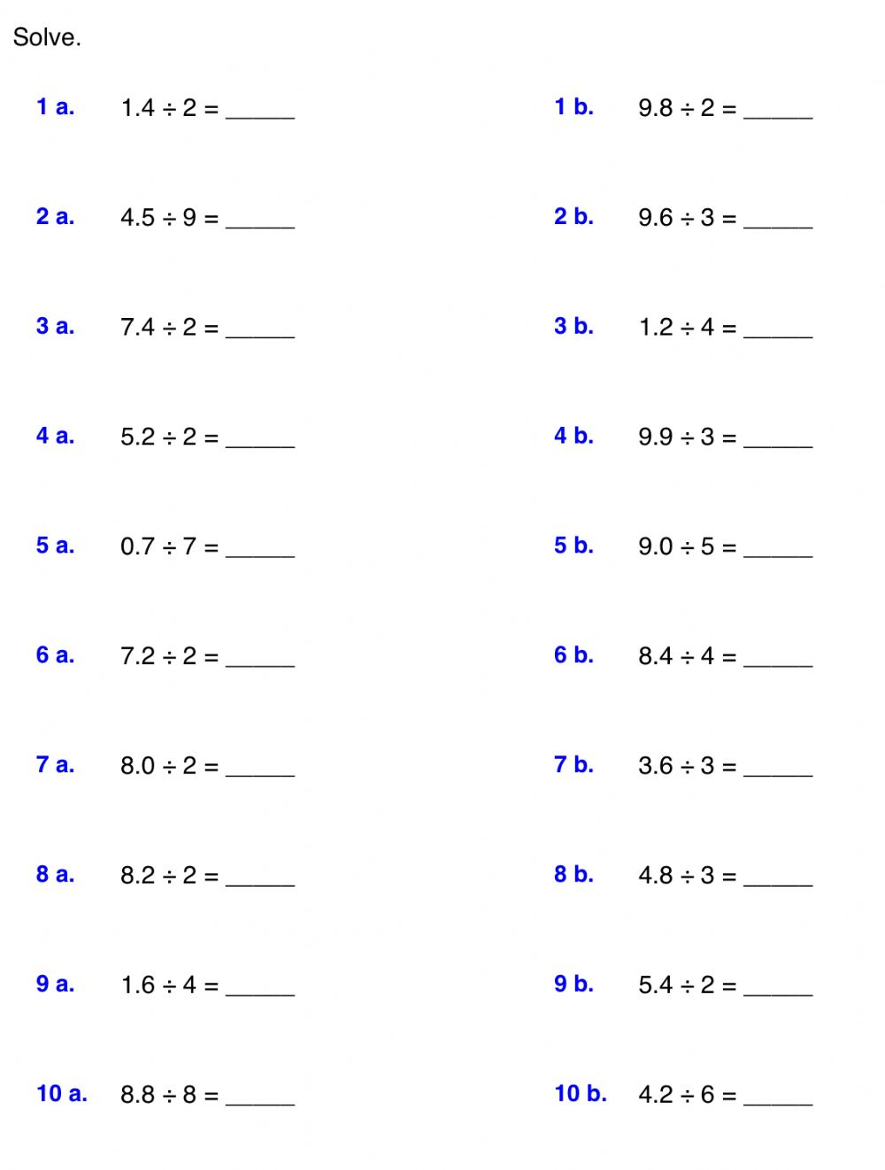 Decimal Division Worksheets K5 Learning Grade 5 Math Worksheets 