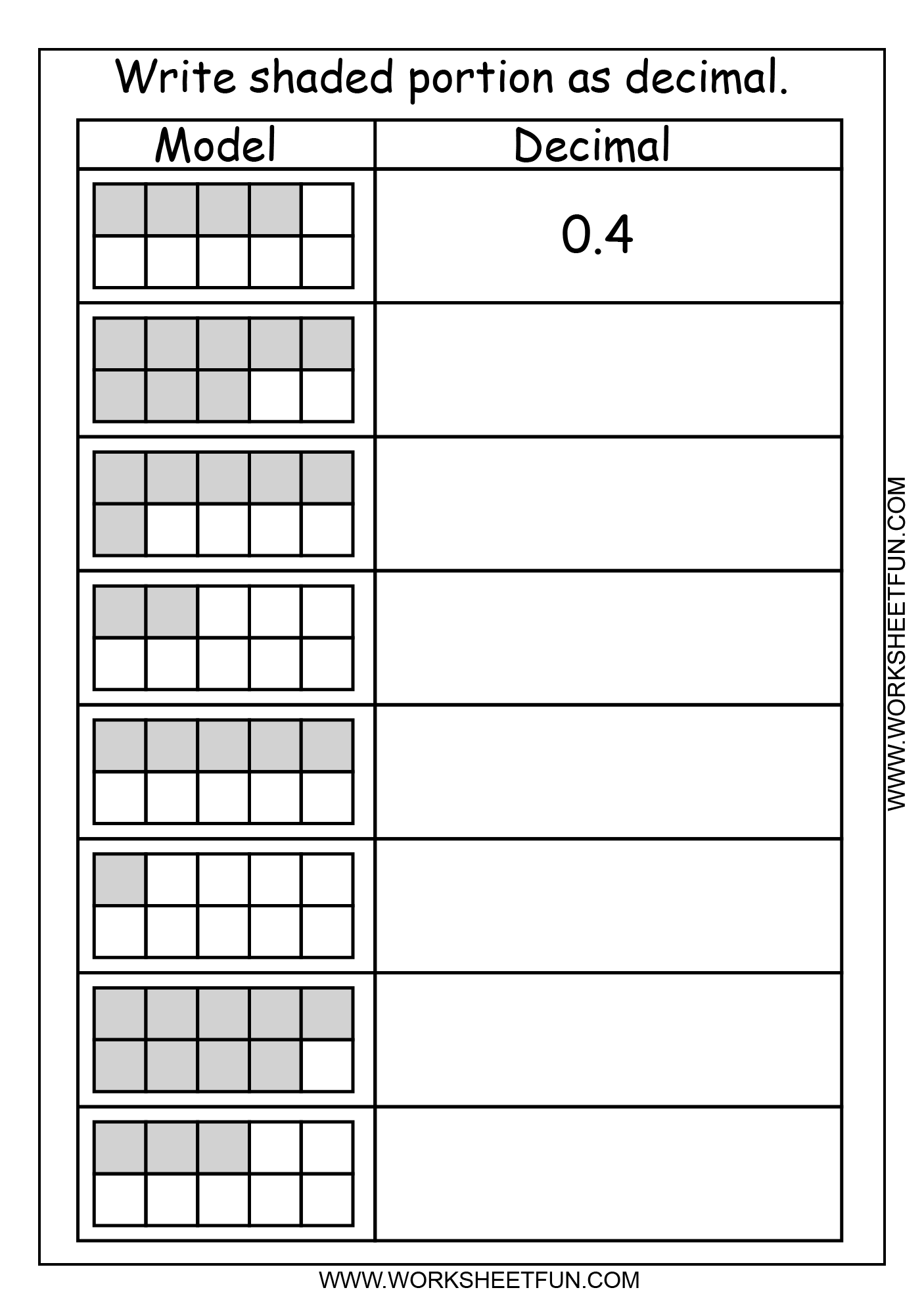 Decimal Model Tenths 2 Worksheets FREE Printable Worksheets 