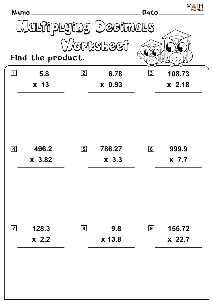 Decimal Multiplication Worksheet 5th Grade Decimal Multiplication 