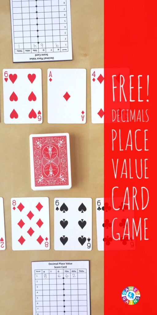 Decimal Place Value With Playing Cards Games 4 Gains Place Value 