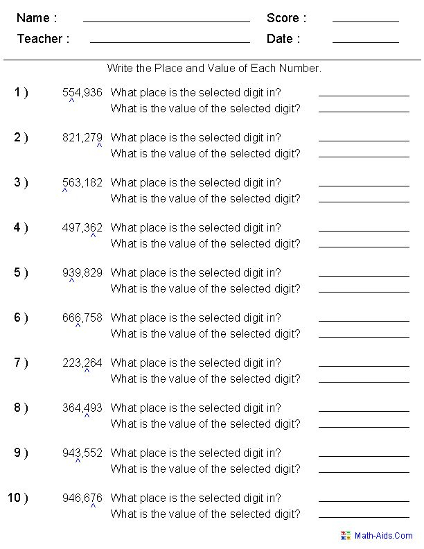 Decimal Place Value Worksheets In 2020 Place Value Worksheets Place 