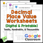 Decimal Place Value Worksheets Tenths Hundredths And Thousandths