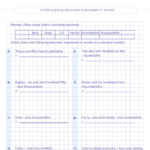 Decimal Worksheets For Grade 4 With Answers Comparing Decimals 4th Grade