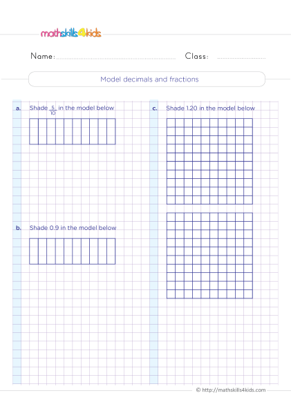 Decimal Worksheets For Grade 4 With Answers Comparing Decimals 4th Grade