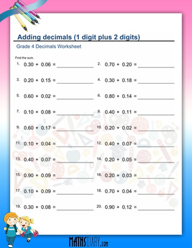 Decimals Grade 4 Math Worksheets