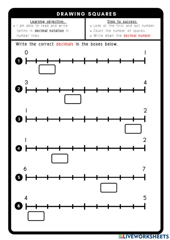 Decimals In Number Lines Worksheet