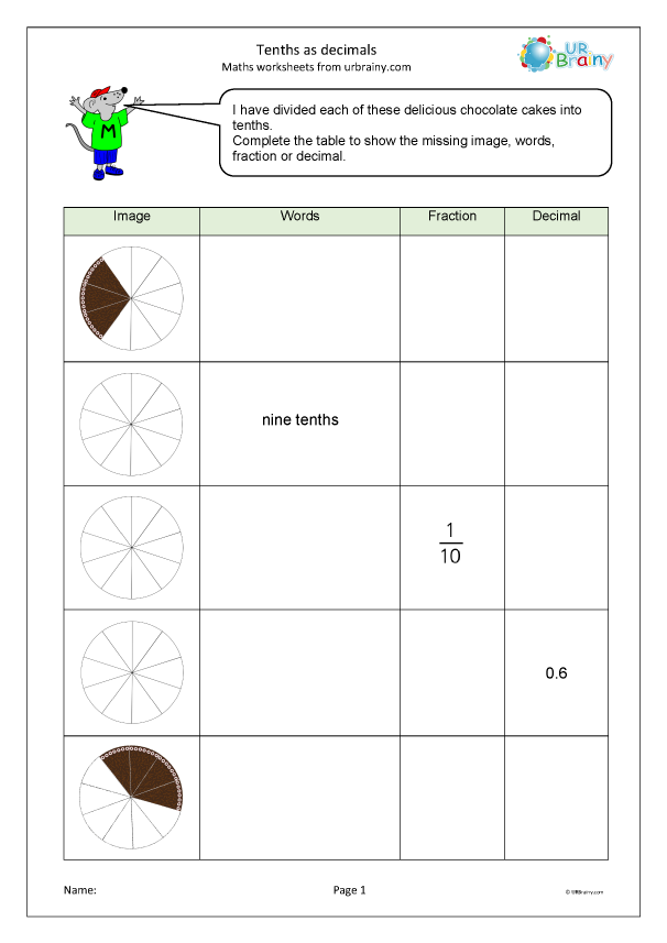 Decimals Tenths And Hundredths Worksheet Decimal Model Tenths 2 