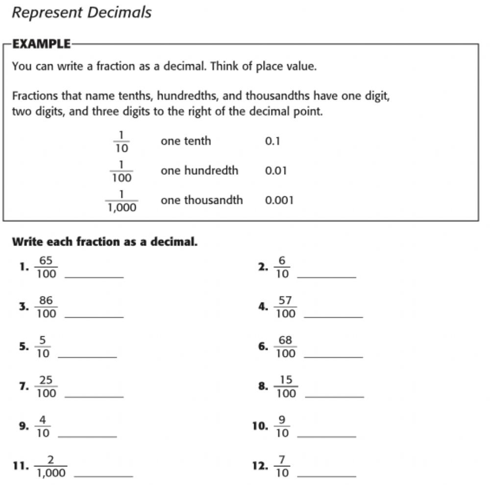 Decimals Tenths And Hundredths Worksheet Decimal Worksheets 