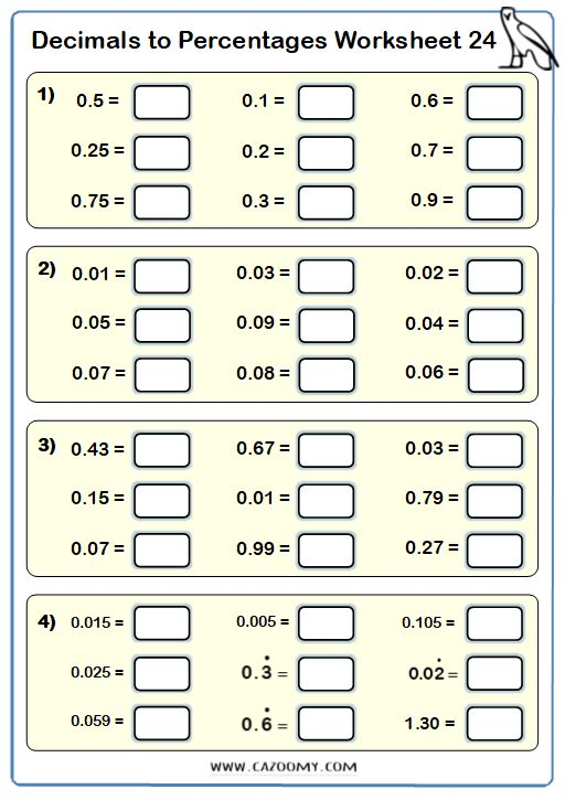 Decimals To Percentages Worksheet Percentages Math Mathematics 