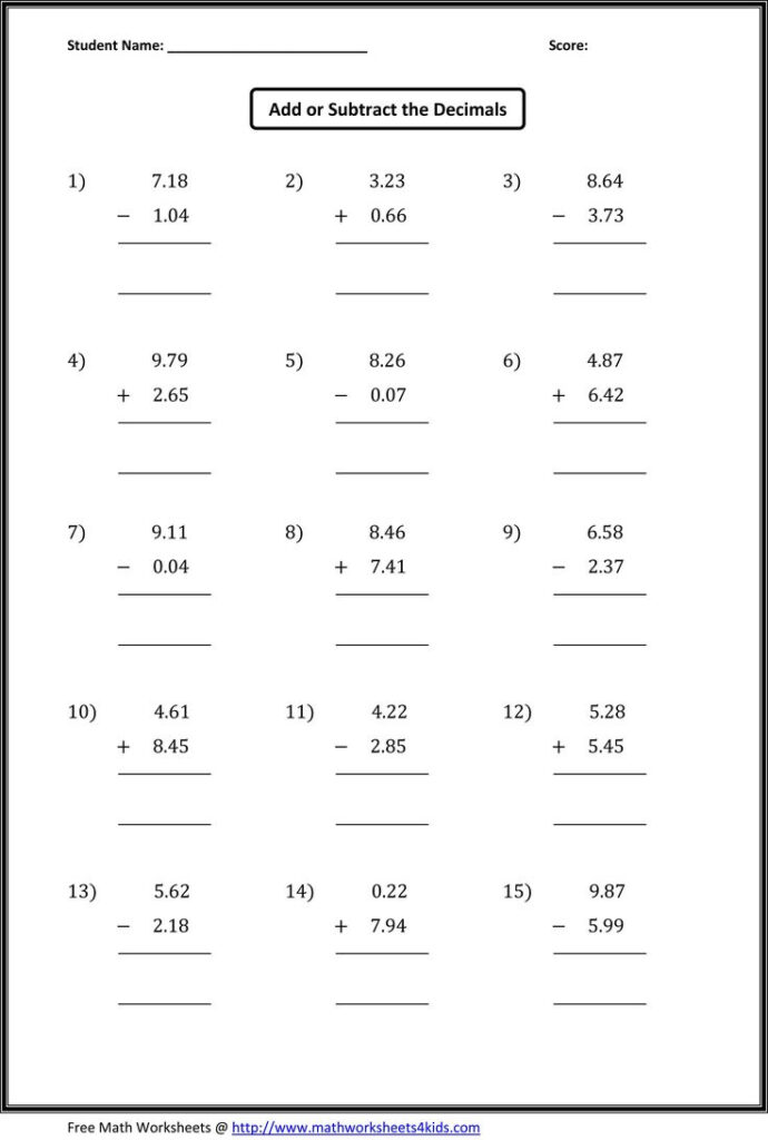 Decimals Worksheets Decimals Worksheets Math Practice Worksheets 