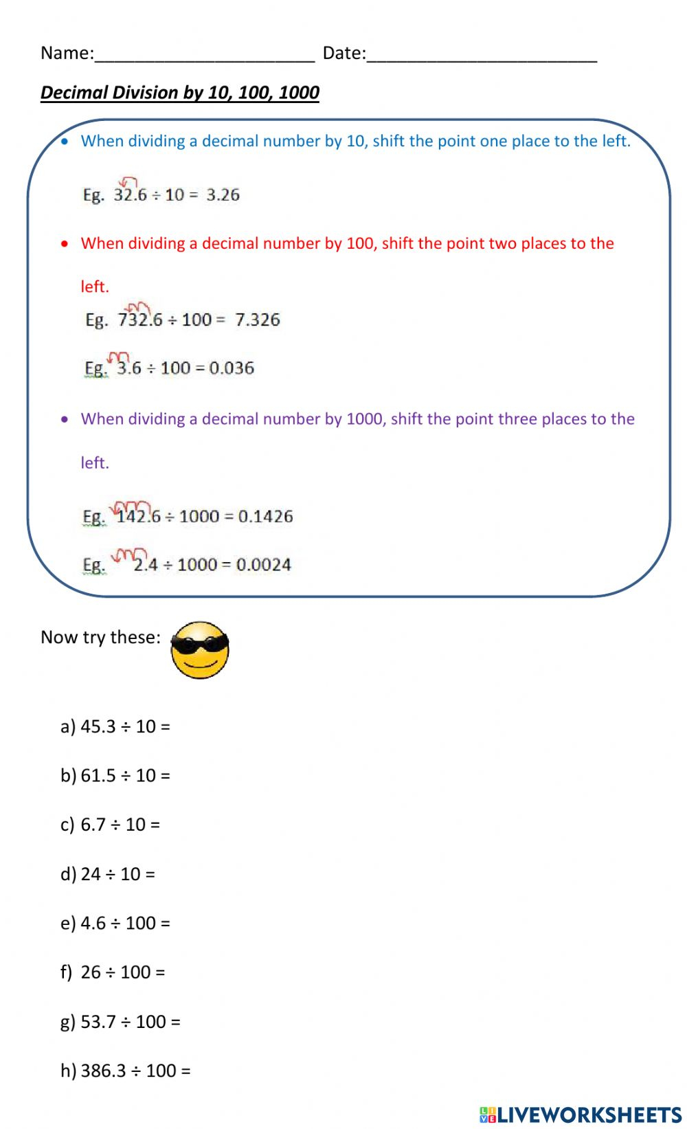 Dividing Decimals By Various Decimals With Various Sizes Of Quotients A 