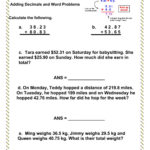 Dividing Decimals Word Problems Worksheet