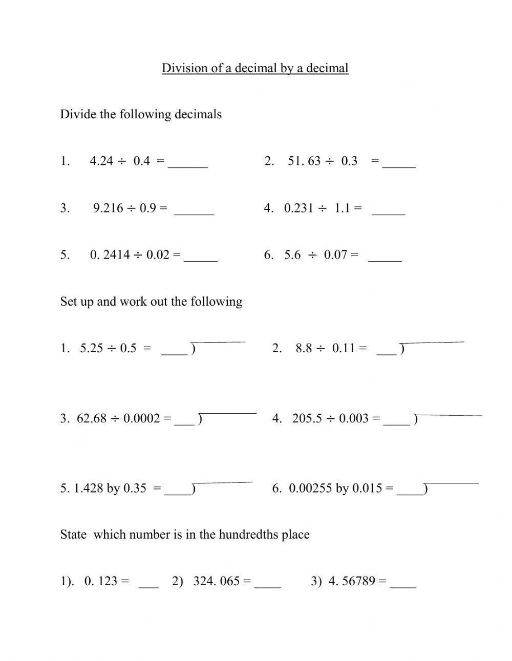 Dividing Decimals Worksheet Pdf Dividing Decimals By 1000 A Luna Kelvin