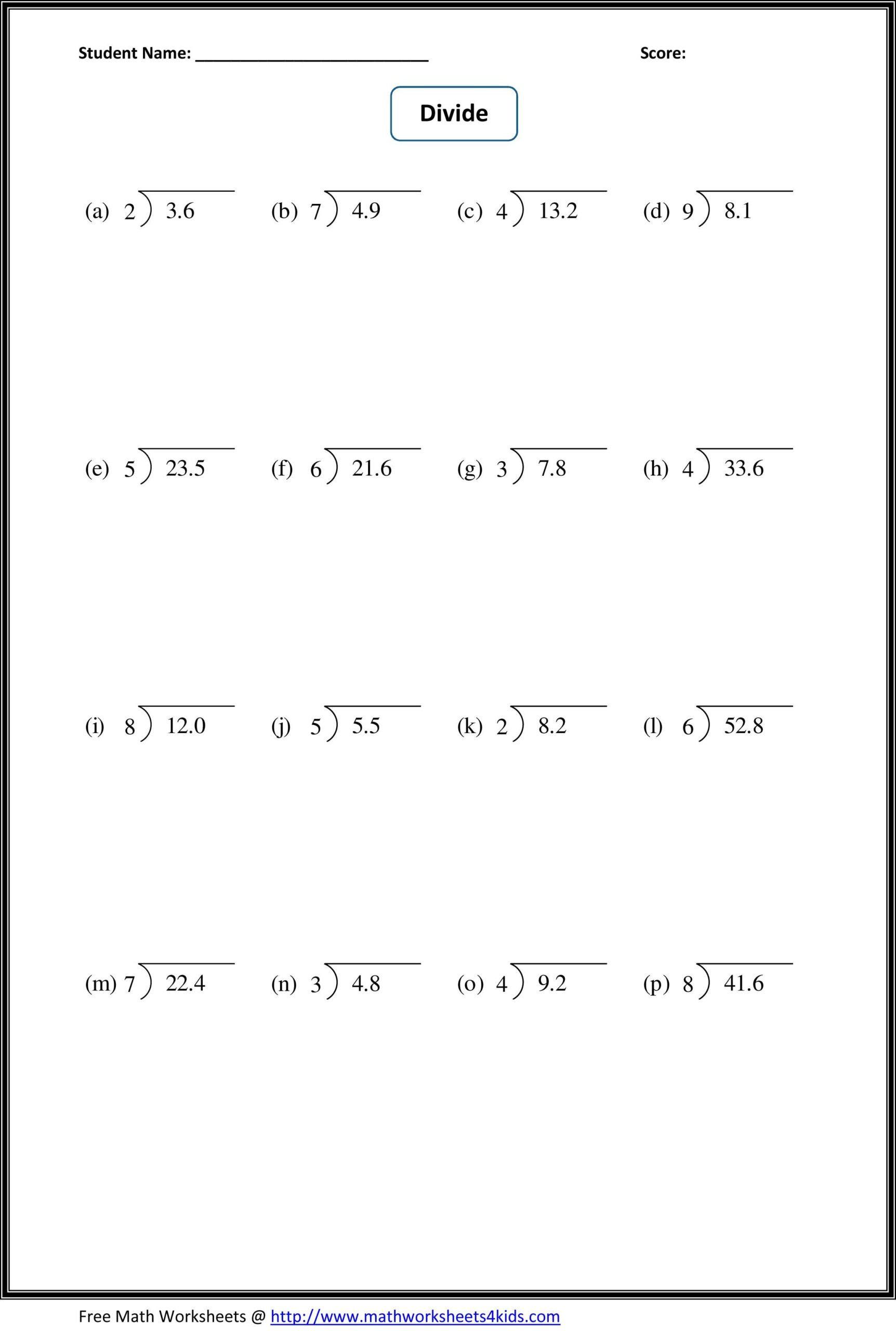 Dividing Decimals Worksheets Decimals Worksheets Dividing Decimals 